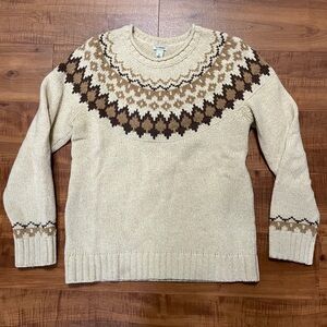 LL Bean Lambswool Fair Isle Crewneck Sweater